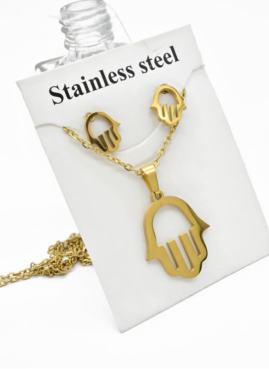 SET DE COLLAR, DIJE Y ARETES EN ACERO INOXIDABLE 316L