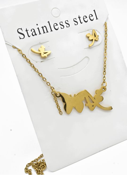 SET DE COLLAR, DIJE Y ARETES EN ACERO INOXIDABLE 316L