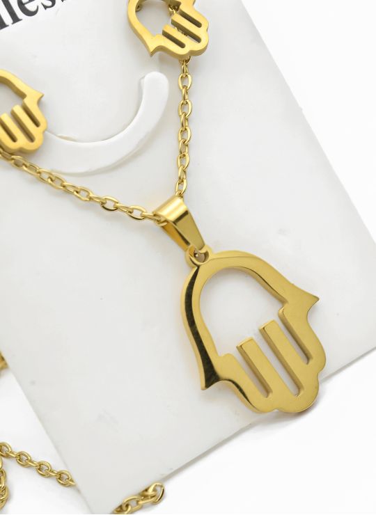 SET DE COLLAR, DIJE Y ARETES EN ACERO INOXIDABLE 316L