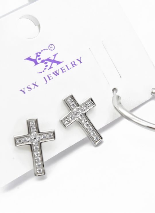 SET DE ARETES RODIO TIPO SOLITARIO XUPING