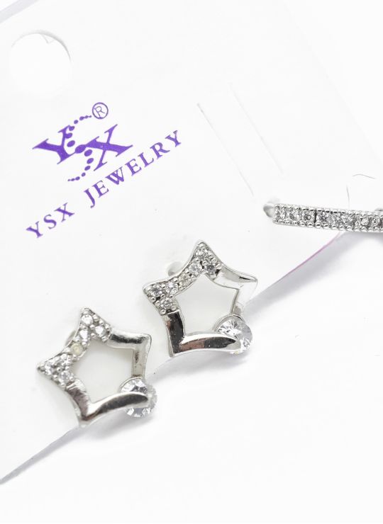 SET DE ARETES RODIO TIPO SOLITARIO XUPING