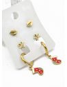 SET DE ARETES X 3 CRISTALES SURTIDO/ACERO INOXIDABLE
