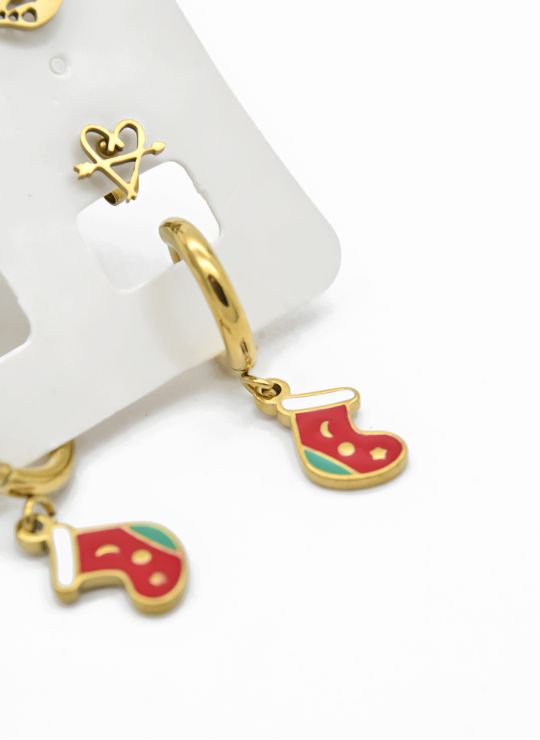 SET DE ARETES X 3 CRISTALES SURTIDO/ACERO INOXIDABLE