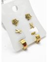 SET DE ARETES X 3 CRISTALES SURTIDO/ACERO INOXIDABLE