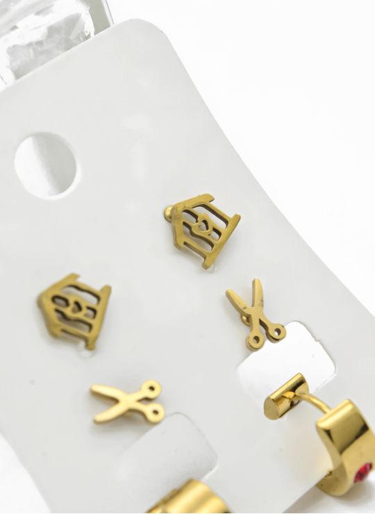 SET DE ARETES X 3 CRISTALES SURTIDO/ACERO INOXIDABLE