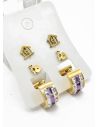 SET DE ARETES X 3 CRISTALES SURTIDO/ACERO INOXIDABLE
