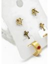 SET DE ARETES X 3 CRISTALES SURTIDO/ACERO INOXIDABLE