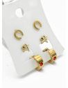 SET DE ARETES X 3 CRISTALES SURTIDO/ACERO INOXIDABLE