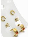 SET DE ARETES X 3 CRISTALES SURTIDO/ACERO INOXIDABLE