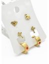 SET DE ARETES X 3 CRISTALES SURTIDO/ACERO INOXIDABLE
