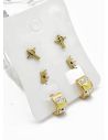 SET DE ARETES X 3 CRISTALES SURTIDO/ACERO INOXIDABLE