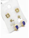 SET DE ARETES X 3 CRISTALES SURTIDO/ACERO INOXIDABLE
