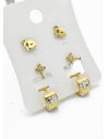 SET DE ARETES X 3 CRISTALES SURTIDO/ACERO INOXIDABLE