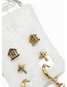 SET DE ARETES X 3 CRISTALES SURTIDO/ACERO INOXIDABLE
