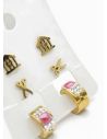SET DE ARETES X 3 CRISTALES SURTIDO/ACERO INOXIDABLE