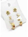 SET DE ARETES X 3 CRISTALES SURTIDO/ACERO INOXIDABLE