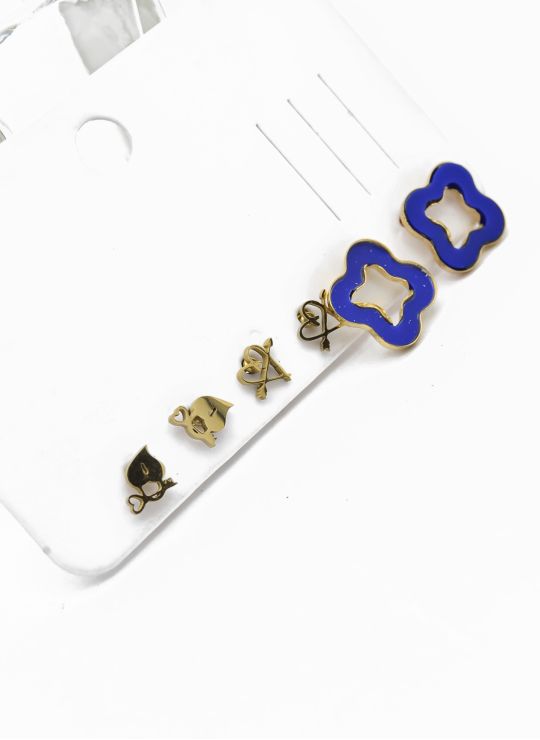 SET DE ARETES X 3 CRISTALES SURTIDO/ACERO INOXIDABLE