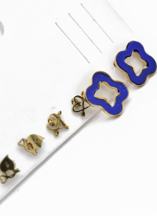 SET DE ARETES X 3 CRISTALES SURTIDO/ACERO INOXIDABLE