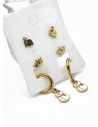 SET DE ARETES X 3 CRISTALES SURTIDO/ACERO INOXIDABLE