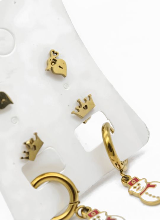 SET DE ARETES X 3 CRISTALES SURTIDO/ACERO INOXIDABLE