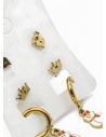 SET DE ARETES X 3 CRISTALES SURTIDO/ACERO INOXIDABLE