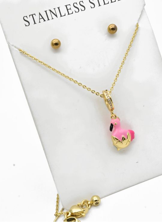SET DE COLLAR, ARETES Y DIJE EN RODIO CON MICROCIRCIONES/GARANTIA