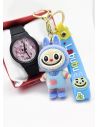 SET DE RELOJ CON LLAVERO PERSONAJE Y ESTUCHE DE LUJO