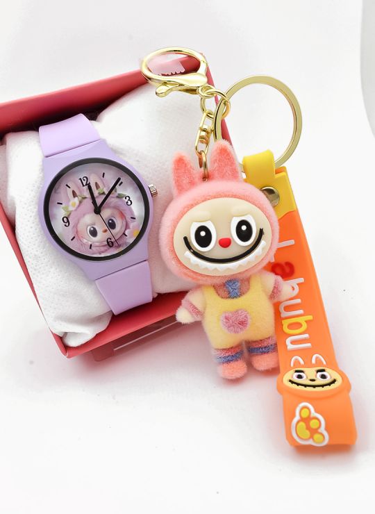 SET DE RELOJ CON LLAVERO PERSONAJE Y ESTUCHE DE LUJO