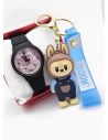 SET DE RELOJ CON LLAVERO PERSONAJE Y ESTUCHE DE LUJO