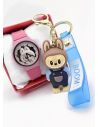 SET DE RELOJ CON LLAVERO PERSONAJE Y ESTUCHE DE LUJO