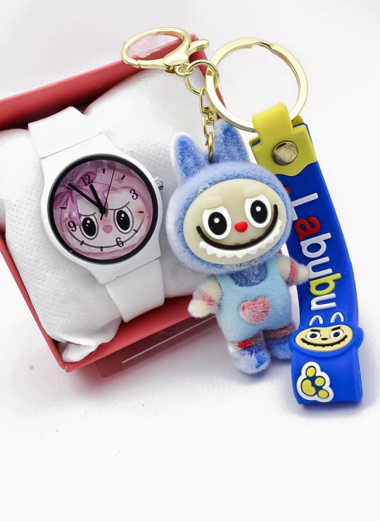 SET DE RELOJ CON LLAVERO PERSONAJE Y ESTUCHE DE LUJO