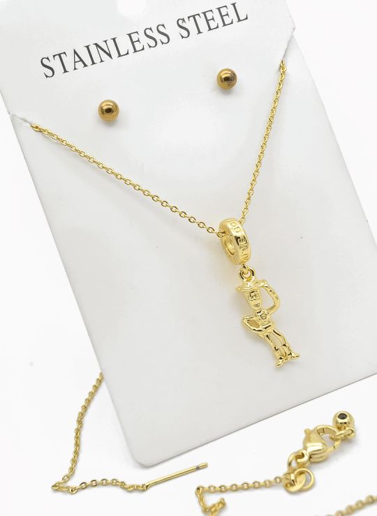 SET DE COLLAR, ARETES Y DIJE EN RODIO CON MICROCIRCIONES/GARANTIA
