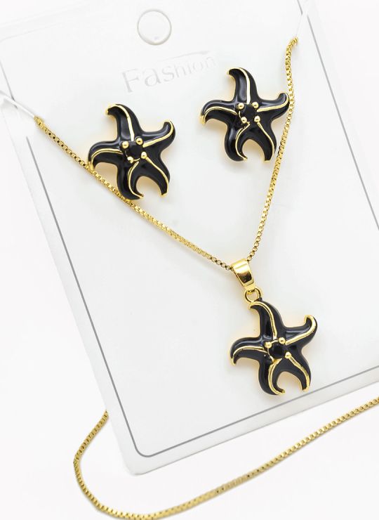 SET DE COLLAR, ARETES Y DIJE EN RODIO CON MICROCIRCIONES/GARANTIA