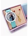 SET DE RELOJ METALICO CON COLLAR EN ACERO INOXIDABLE Y ESTUCHE