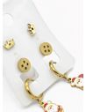 SET DE ARETES X 3 CRISTALES SURTIDO/ACERO INOXIDABLE