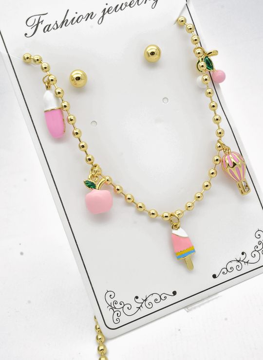SET DE COLLAR Y DIJE CON CADENILLA EN RODIO CON MICROCIRCIONES/GARANTIA