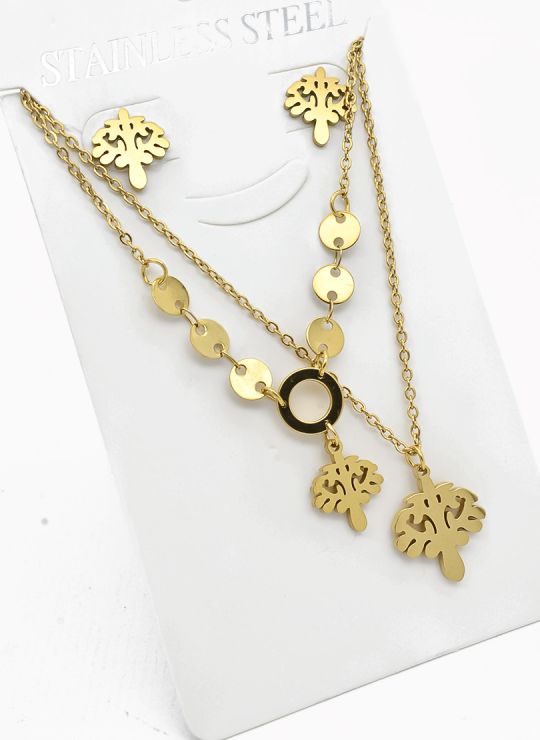 SET DE COLLAR, ARETES, DIJE EN ACERO INOXIDABLE 316L