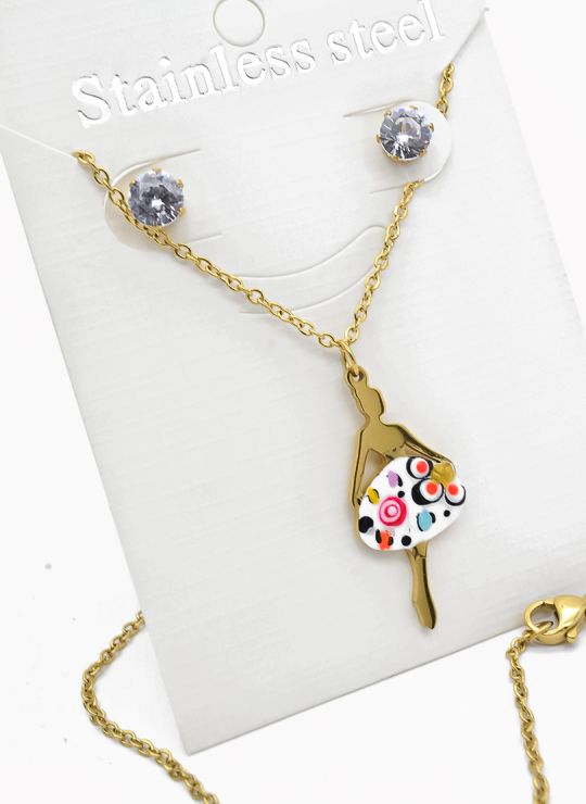 SET DE COLLAR, DIJE EN ACERO INOXIDABLE 316L
