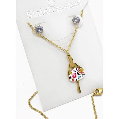 SET DE COLLAR, DIJE EN ACERO INOXIDABLE 316L