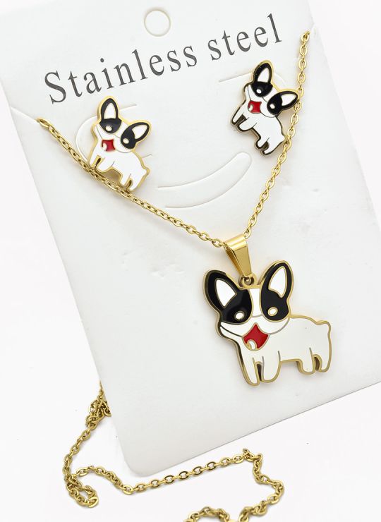 SET DE COLLAR, DIJE EN ACERO INOXIDABLE 316L