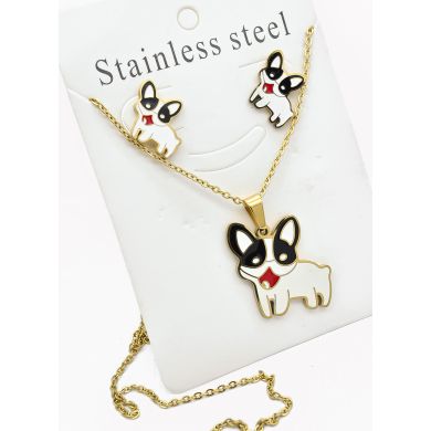 SET DE COLLAR, DIJE EN ACERO INOXIDABLE 316L