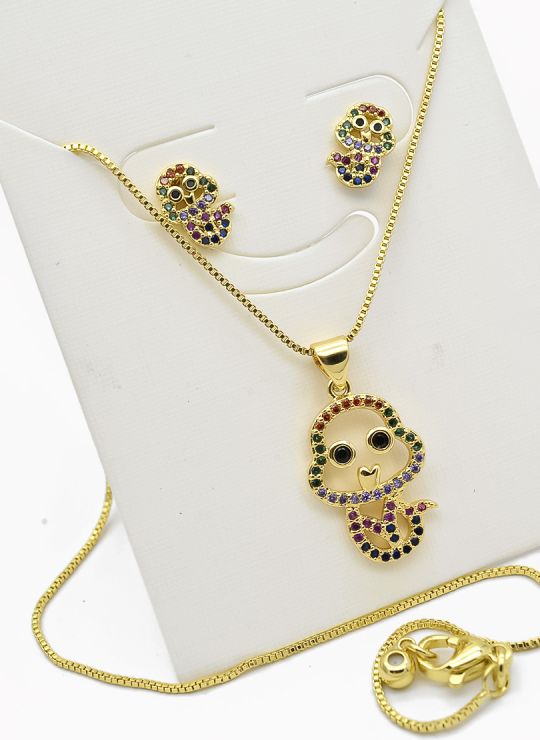 SET DE COLLAR Y DIJE EN RODIO CON MICROCIRCIONES / GARANTIA