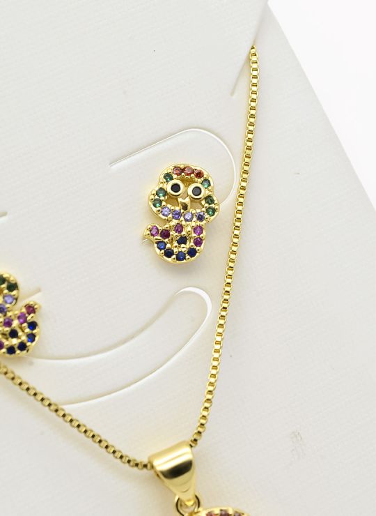 SET DE COLLAR Y DIJE EN RODIO CON MICROCIRCIONES / GARANTIA