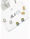 SET DE ARETES X 3 CRISTALES SURTIDO/ACERO INOXIDABLE