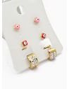 SET DE ARETES X 3 CRISTALES SURTIDO/ACERO INOXIDABLE