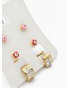 SET DE ARETES X 3 CRISTALES SURTIDO/ACERO INOXIDABLE
