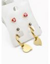 SET DE ARETES X 3 CRISTALES SURTIDO/ACERO INOXIDABLE