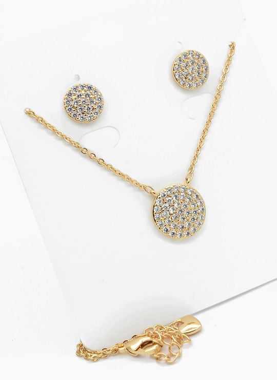 SET DE COLLAR Y DIJE EN RODIO CON MICROCIRCIONES / GARANTIA