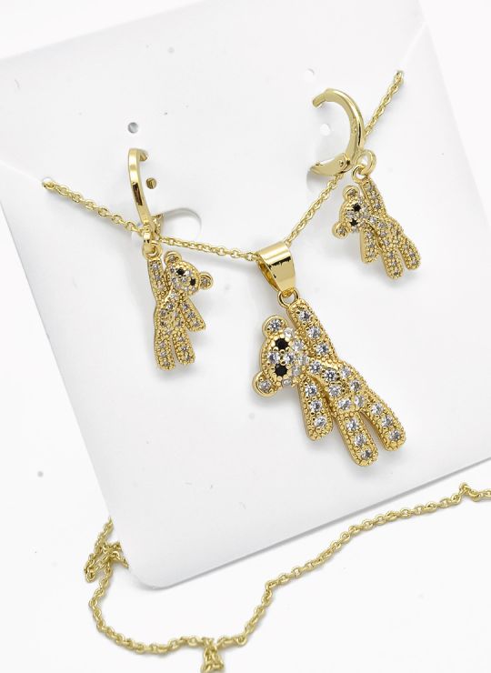SET DE COLLAR Y DIJE EN RODIO CON MICROCIRCIONES / GARANTIA