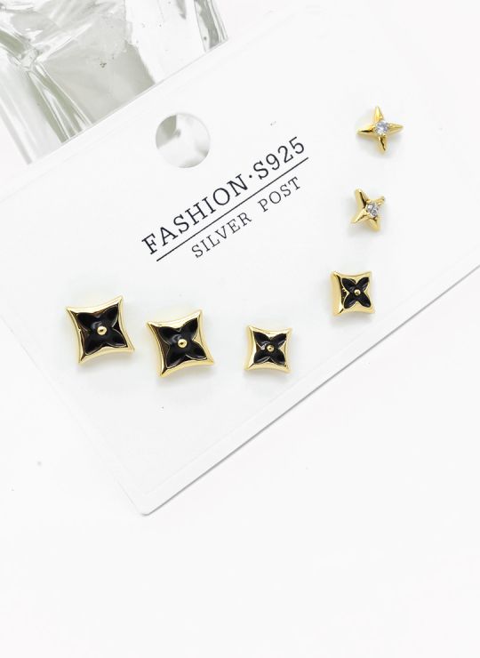 SET DE ARETES X 3 PARES RODIO XUPING /GARANTIZADO